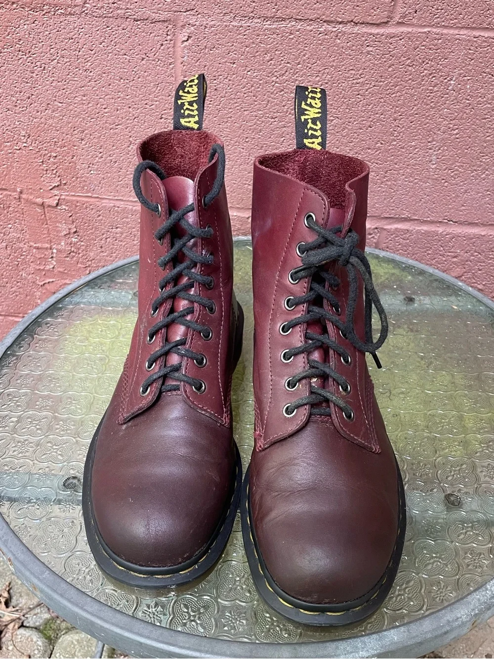 Dr Martens 1460 Pascal Burgundy Red Leather Combat Boots Size 11 Men’s